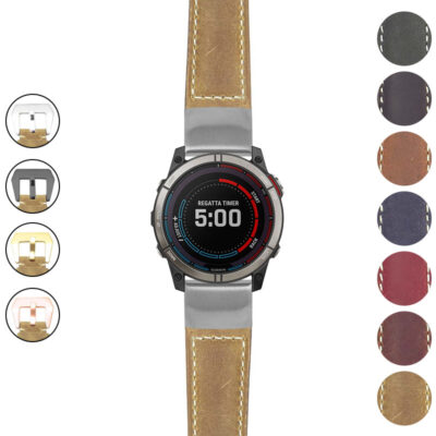 Salvage Leather Strap for Garmin Quatix 7X, featuring a stylish design and durable materials. Upgrade your watch with this premium accessory from Ele Straps