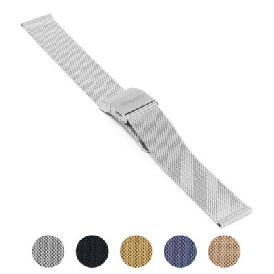 Pro Mesh Strap with Quick Release in metal, available in sizes 12mm to 22mm. Stylish and durable, perfect for upgrading your watch accessories. Choose from five colors!