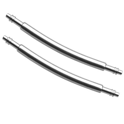 Curved Spring Bars for watch bands, available in sizes 18mm, 19mm, 20mm, 21mm, 22mm, and 24mm. Durable and perfect for securing your watch straps. Shop now at Ele Straps!