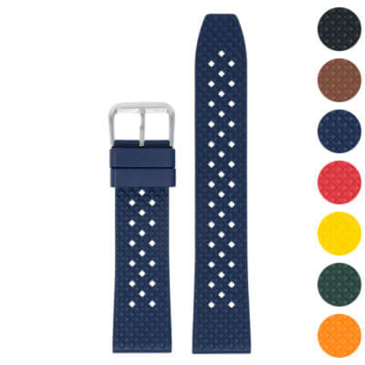 Textured FKM Rubber Strap by DASSARI, available in sizes 18mm, 20mm, 22mm, and 24mm. Durable and stylish, perfect for enhancing your watch's look. Shop now at Ele Straps!