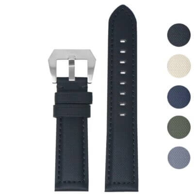 Discover the Heavy-Duty Sailcloth Strap by DASSARI, available in sizes 20mm, 22mm, 24mm, and 26mm. Upgrade your watch with this durable and stylish strap. Perfect for any occasion!