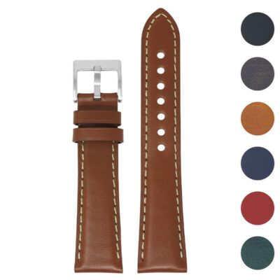 Vintage Padded Leather Band with Quick Release, available in sizes 18mm to 22mm. Upgrade your watch with this stylish, durable leather strap from Ele Straps