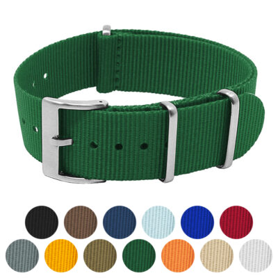 Classic One-Piece Strap made of durable nylon, available in sizes 16mm to 24mm. Perfect for enhancing your watch style with vibrant color options. Shop now at Ele Straps!