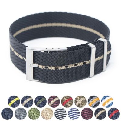 Elevate your watch style with the Woven Single Pass Strap. Made from durable nylon, available in 19mm to 22mm sizes. Perfect for a comfortable, trendy look