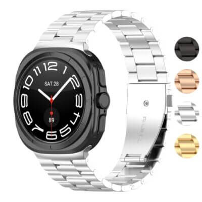 Classic Everyday Bracelet for Samsung Galaxy Watch Ultra, featuring a sleek silver design. Upgrade your smartwatch with this stylish and versatile strap for everyday wear