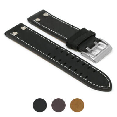 Vintage Leather Strap for Hamilton Khaki Field Watch, crafted from premium leather, 22mm width. Enhance your watch with this stylish, durable strap available in multiple colors