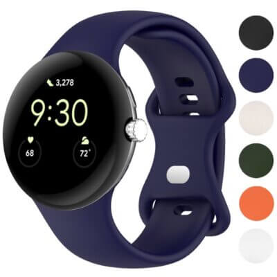 Active Band for Google Pixel Watch 3 (45mm) in navy blue. Durable, stylish watch strap perfect for fitness enthusiasts. Available in multiple colors to match your style