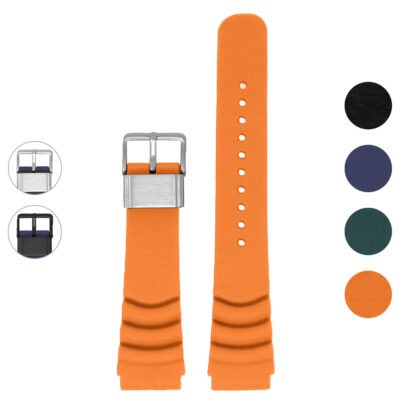 Wave Rugged Rubber Strap in vibrant orange, 22mm size. Perfect for outdoor adventures, this durable watch band combines style and functionality. Explore our range at Ele Straps!