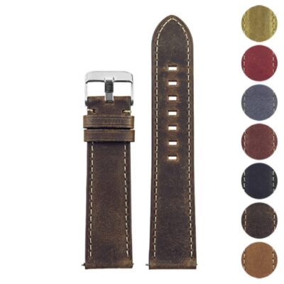 Vintage Italian Leather Quick Release Strap by DASSARI, available in 20mm and 22mm sizes. Enhance your watch with this stylish, durable leather strap. Perfect for any occasion