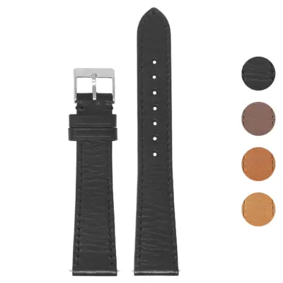 ds30.1 Gallery Black DASSARI Classic Stitched Leather Watch Band Strap Quick Release 18mm 19mm 20mm 21mm 22mm