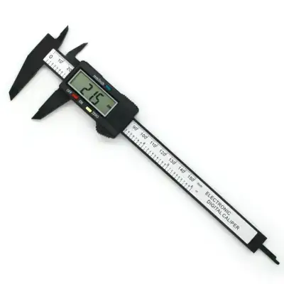 A digital caliper with a clear LCD display, measuring up to 215 mm. Ideal for precise measurements in various applications, featuring both metric and imperial scales