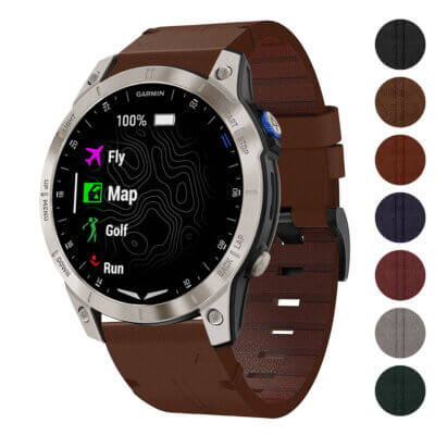 Vintage Italian leather strap designed for Garmin D2 Mach 1 and D2 Mach 1 Pro. Features a rich brown color, adding elegance and style to your smartwatch
