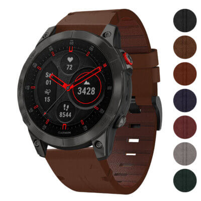 Vintage Italian leather strap designed for Garmin Epix Gen 2 and Garmin Epix. Features a rich brown color, enhancing the watch's style and elegance