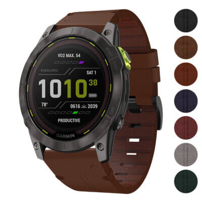 Vintage Italian leather strap for Garmin Enduro and Enduro 3, featuring a rich brown color and a stylish design, perfect for enhancing your smartwatch's look