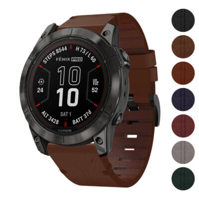Vintage Italian leather strap designed for Garmin Fenix 7S & 7S Pro. Features a rich brown color, enhancing the watch's style and comfort. Compatible with Garmin Fenix 7 models