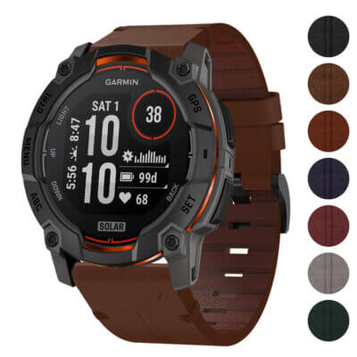 Vintage Italian leather strap for Garmin Instinct 3, 50mm. Stylish and durable, compatible with Garmin Instinct and Instinct 3 models. Available in various colors