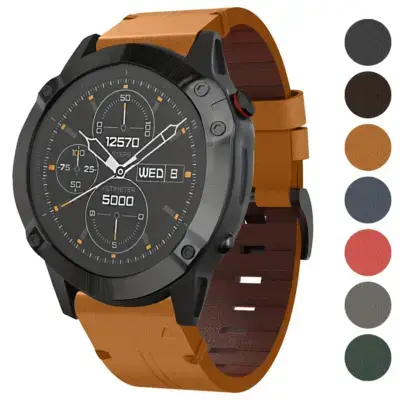 Italian leather strap for Garmin Approach S60 and S6. Stylish and durable design, available in multiple colors, enhancing your watch's look and functionality