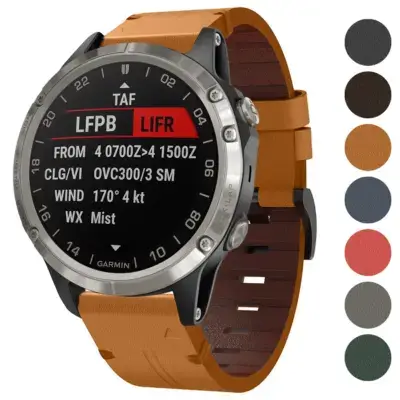 Italian leather strap for Garmin D2 Charlie, featuring a stylish design and durable material. Compatible with Garmin D2 Charlie models, available in various colors