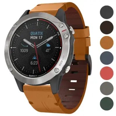 Italian leather strap for Garmin Quatix 3 in a stylish brown color. Compatible with Garmin Quatix 3 models, offering a blend of elegance and functionality