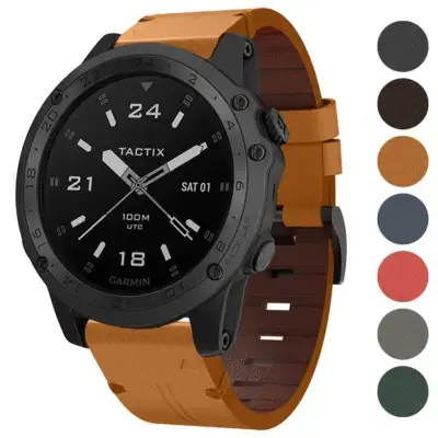 Italian leather strap for Garmin Tactix Charlie, featuring a sleek design and durable material. Compatible with Garmin Tactix Charlie and Tactix Charlie models