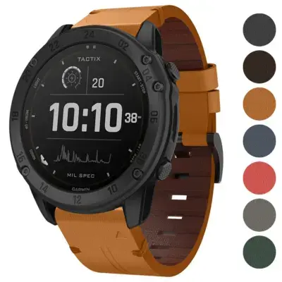 Italian leather strap for Garmin Tactix Delta. Stylish and durable, it enhances the watch's look while ensuring comfort. Compatible with Tactix Delta models
