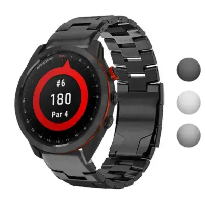 Vented Titanium Bracelet for Garmin Approach S70, featuring a sleek metal design. Compatible with Garmin Approach S70 for a stylish and durable accessory