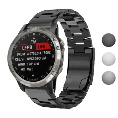 Vented Titanium Bracelet for Garmin D2 Delta, made of durable metal, compatible with Garmin D2 Delta and D2 Delta S models. Sleek design enhances your smartwatch