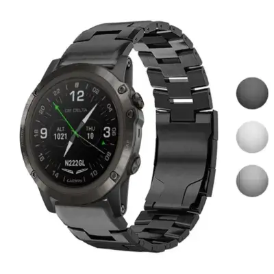 Vented Titanium Bracelet for Garmin D2 Delta PX in sleek metal design, compatible with Garmin D2 Delta and D2 Delta PX models. Ideal for style and durability