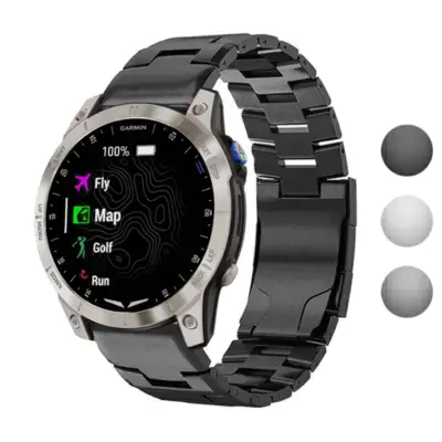 Vented Titanium Bracelet for Garmin D2 Mach 1, featuring a sleek metal design. Compatible with Garmin D2 Mach 1, available in multiple color options