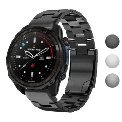 Vented Titanium Bracelet for Garmin Descent MK3i, 51mm. Durable metal design enhances the smartwatch's style and comfort, available in multiple colors