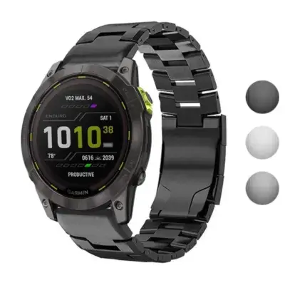 Vented Titanium Bracelet for Garmin Enduro 2, designed for durability and style. Compatible with Garmin Enduro and Enduro 2, made from high-quality metal