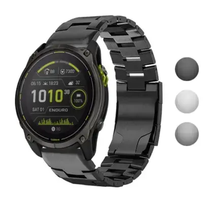 Vented Titanium Bracelet for Garmin Enduro, made of durable metal, designed for a secure fit and stylish look, enhancing your smartwatch experience