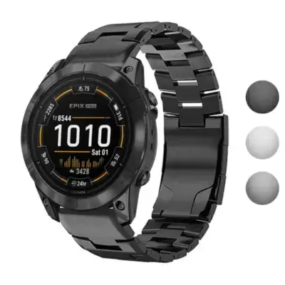 Vented Titanium Bracelet designed for Garmin Epix Pro (51mm) and Garmin Epix. Made of durable metal, it enhances style and comfort for outdoor activities