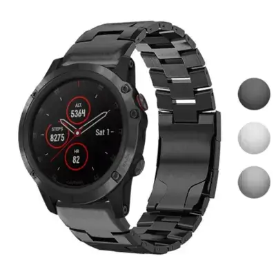 Vented Titanium Bracelet for Garmin Fenix 5 & 5 Plus, featuring a sleek metal design. Compatible with Garmin Fenix 5 models, enhancing style and durability