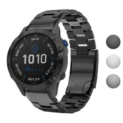 Vented Titanium Bracelet for Garmin Fenix 6X, featuring a sleek metal design. Compatible with Garmin Fenix 6 and 6X models, ideal for style and durability