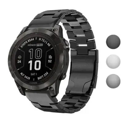 Vented Titanium Bracelet for Garmin Fenix 7 & 7 Pro, featuring a sleek metal design. Compatible with Garmin Fenix 7 models, ideal for style and durability