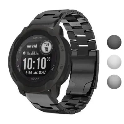 Vented Titanium Bracelet for Garmin Instinct 2, crafted from durable metal. Compatible with Garmin Instinct and Instinct 2 models, offering a sleek, modern look