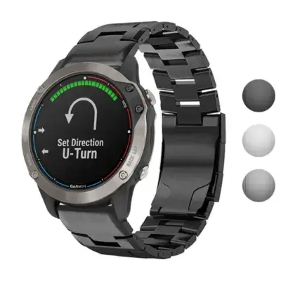 Vented Titanium Bracelet for Garmin Quatix 6, featuring a sleek metal design. Compatible with Garmin Quatix 6, ideal for style and functionality