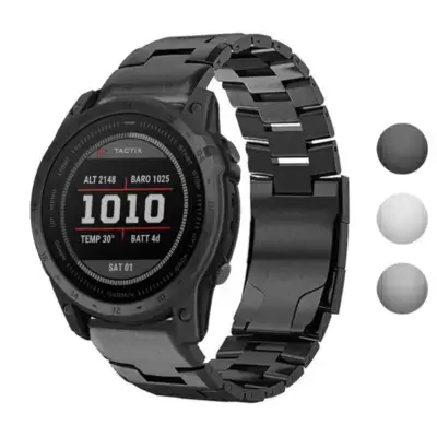 Vented Titanium Bracelet for Garmin Tactix 7, crafted from durable metal, enhances the watch's style and comfort. Compatible with Garmin Tactix 7 models