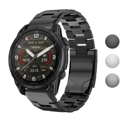 Vented Titanium Bracelet for Garmin Tactix 8 (47mm) in sleek black, designed for durability and style, enhancing your smartwatch experience