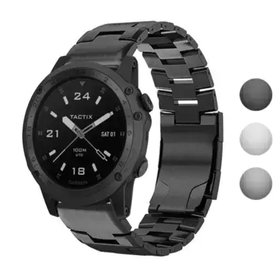 Vented Titanium Bracelet for Garmin Tactix Charlie, made of durable metal, featuring a sleek design that enhances the watch's functionality and style