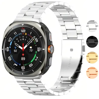 Classic Everyday Bracelet for Samsung Galaxy Watch 8 in silver, featuring a sleek design and adjustable sizes (L, M, S). Perfect for daily wear and style