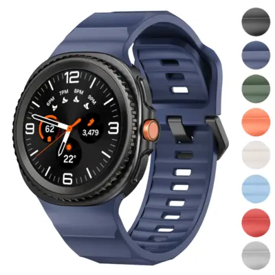 Endurance Band for Samsung Galaxy Watch 8 in navy blue, featuring a durable design. Available in sizes L, M, and S. Stylish and functional for everyday use