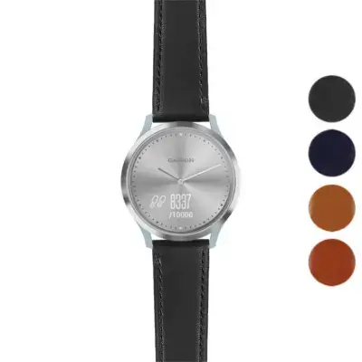 Italian leather strap for Garmin Vivomove and Vivomove HR. Features a sleek design and available in multiple colors, enhancing your smartwatch's style and comfort