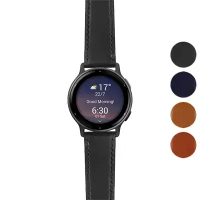 Italian leather strap designed for Garmin Vivoactive and Vivoactive 5. Features a sleek black finish with a modern look, enhancing your smartwatch style and comfort