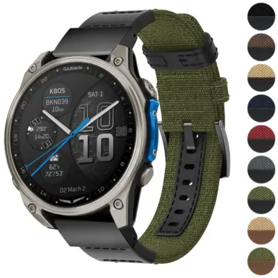 Rugged canvas band for Garmin D2 Mach 2 (47mm) in various colors. Durable and stylish, available in sizes S, M, L. Perfect for outdoor adventures and everyday wear