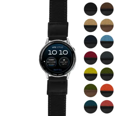 Rugged canvas band for Garmin D2 Air and D2 Air X15, available in sizes S, M, and L. Features a durable design and a variety of color options
