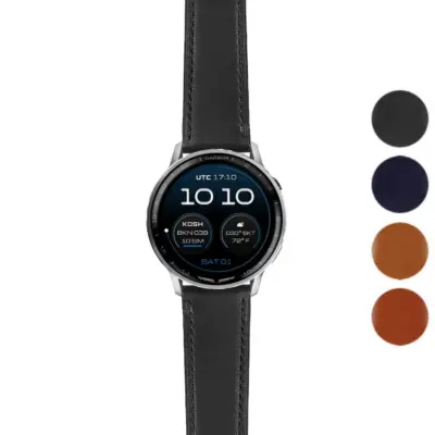 DASSARI Italian Leather Strap for Garmin D2 Air and D2 Air X15, available in sizes L, M, S. Features a sleek design with a black leather finish