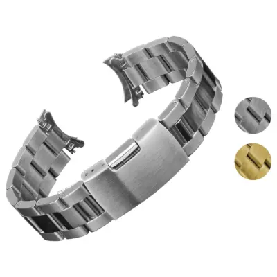 Oyster Bracelet for Seiko SNXS made of durable metal, featuring a sleek design with sizes of 19mm and 9mm. Available in silver and gold options