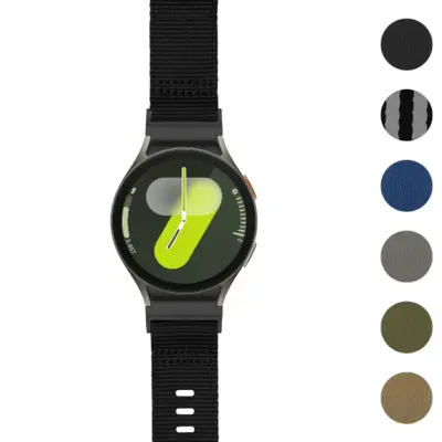 Pro Seatbelt Strap for Samsung Galaxy Watch 7, available in sizes L, M, and S. Features a sleek design and comes in various colors, perfect for style and comfort